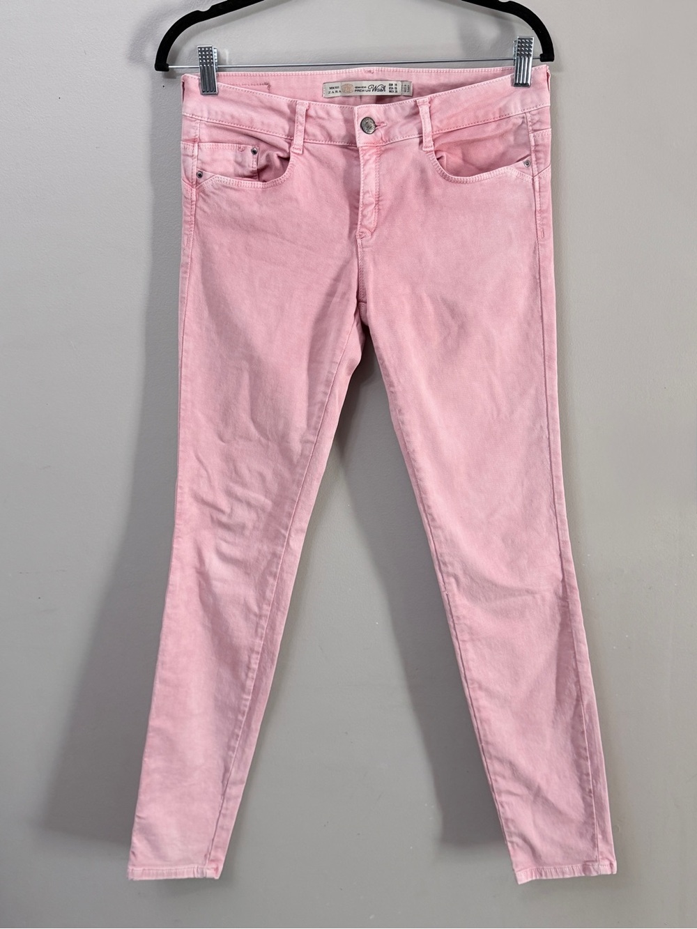 Zara TRF Premium Wash Pink Mid Rise Skinny Jeans Sz US 6 Tall